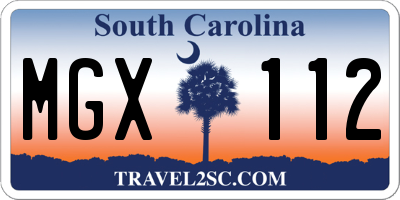 SC license plate MGX112
