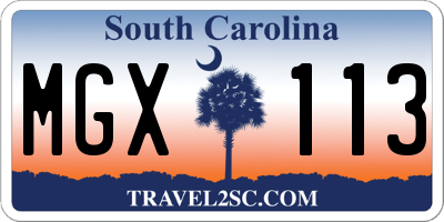 SC license plate MGX113