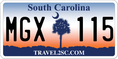 SC license plate MGX115