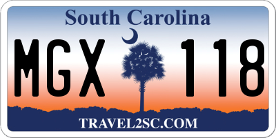 SC license plate MGX118
