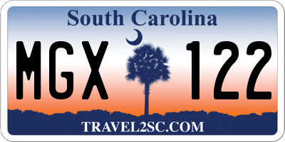 SC license plate MGX122