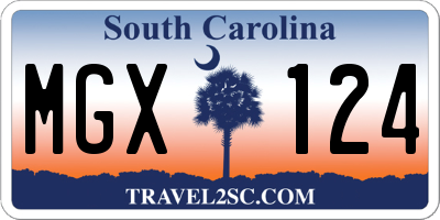SC license plate MGX124