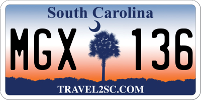 SC license plate MGX136
