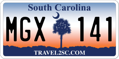 SC license plate MGX141