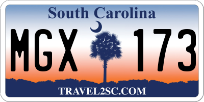 SC license plate MGX173