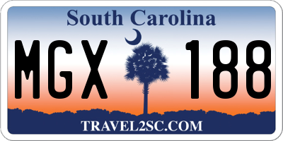 SC license plate MGX188