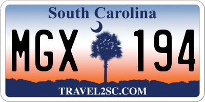 SC license plate MGX194