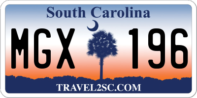 SC license plate MGX196