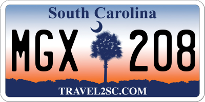 SC license plate MGX208