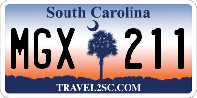 SC license plate MGX211