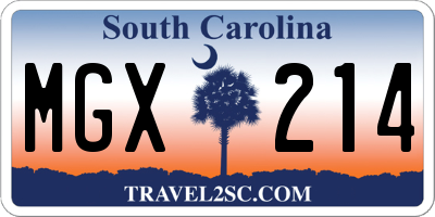 SC license plate MGX214