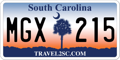SC license plate MGX215