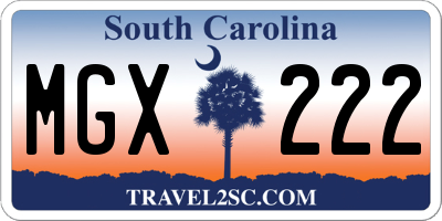SC license plate MGX222