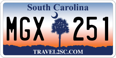SC license plate MGX251