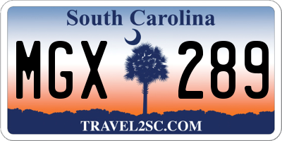 SC license plate MGX289
