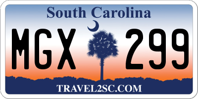 SC license plate MGX299