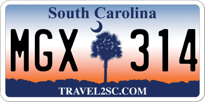 SC license plate MGX314