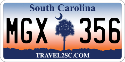 SC license plate MGX356