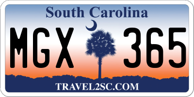 SC license plate MGX365