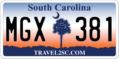SC license plate MGX381