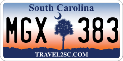 SC license plate MGX383