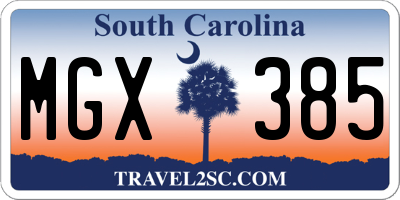 SC license plate MGX385