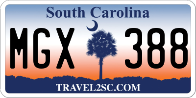 SC license plate MGX388