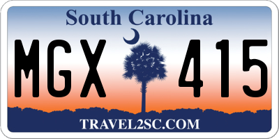 SC license plate MGX415
