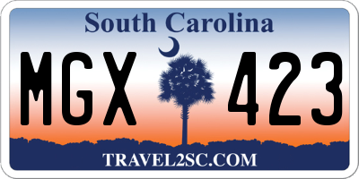 SC license plate MGX423