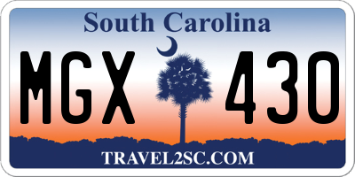 SC license plate MGX430
