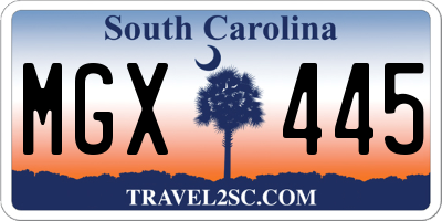 SC license plate MGX445