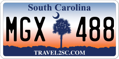 SC license plate MGX488