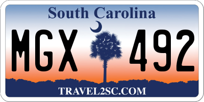 SC license plate MGX492