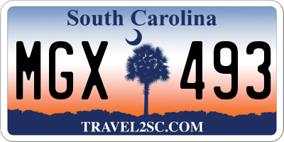 SC license plate MGX493
