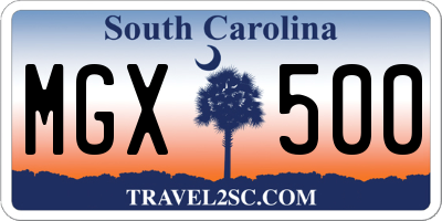 SC license plate MGX500