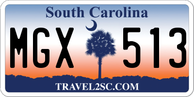 SC license plate MGX513