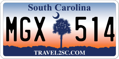 SC license plate MGX514