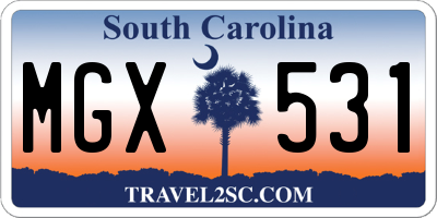 SC license plate MGX531