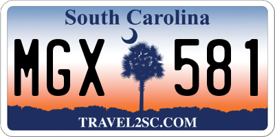 SC license plate MGX581
