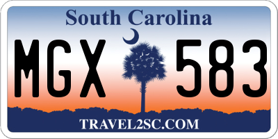 SC license plate MGX583