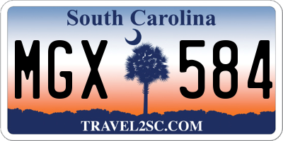 SC license plate MGX584