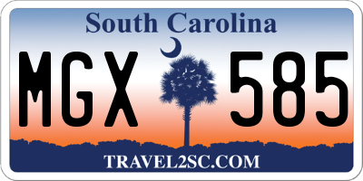 SC license plate MGX585