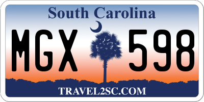 SC license plate MGX598