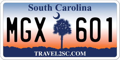 SC license plate MGX601