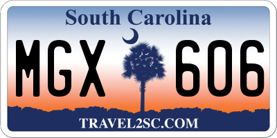 SC license plate MGX606