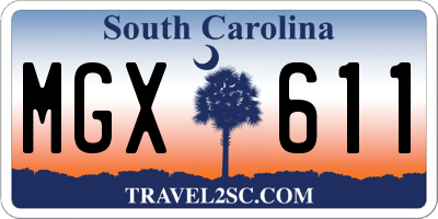 SC license plate MGX611