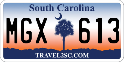 SC license plate MGX613