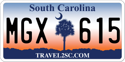 SC license plate MGX615