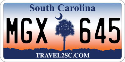 SC license plate MGX645