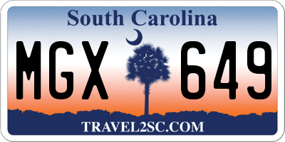 SC license plate MGX649